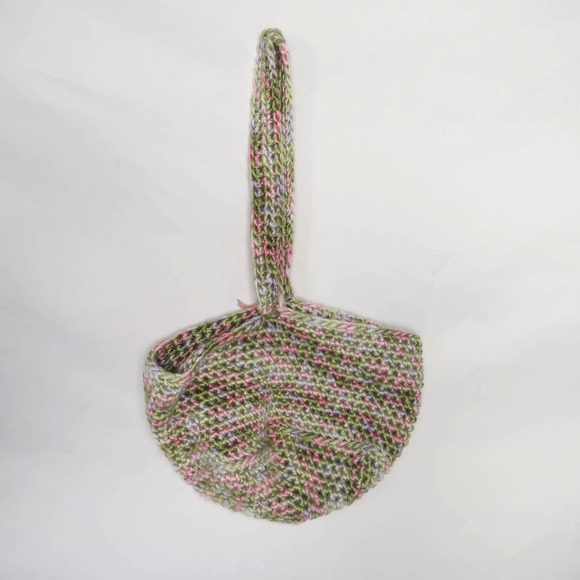 Vintage Handbags - Vintage pastel green and pink small crochet knit handbag purse